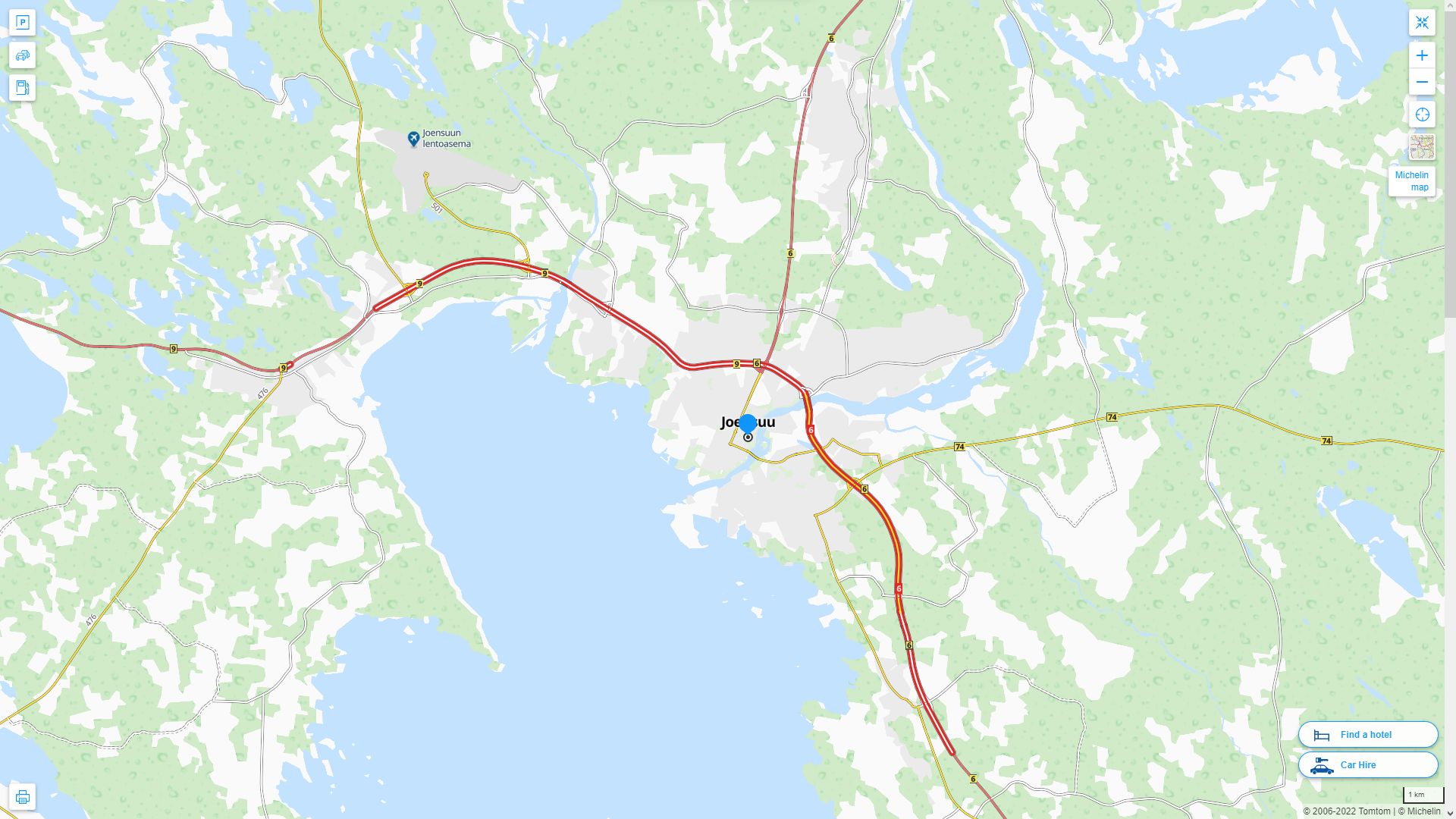 Joensuu Highway and Road Map